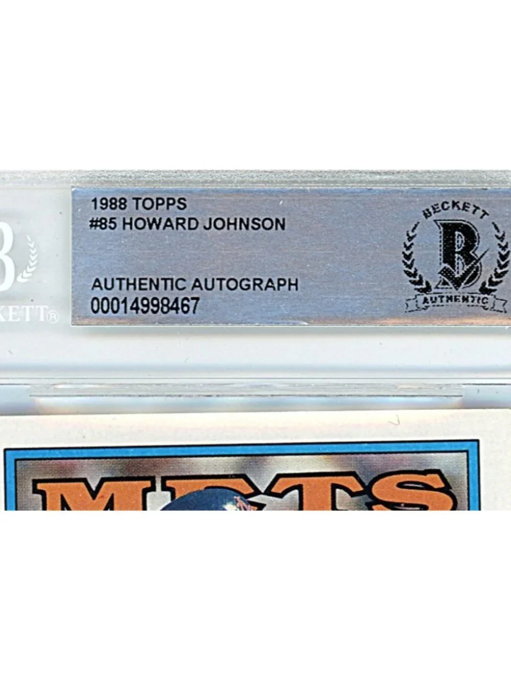 Howard Johnson Signed 1988 Topps Baseball Card NY Mets Beckett Slab Autograph